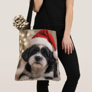 Weihnachts-Shih-Tzu-Hund mit Santa-Hut Tasche