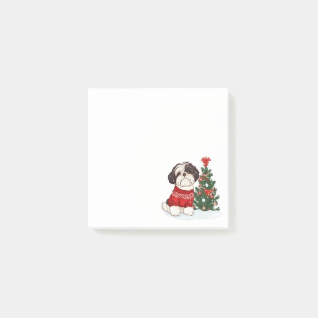 Weihnachts-Shih-Tzu-Hund Post-it Klebezettel (Vorderseite)