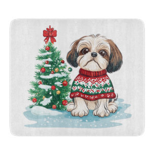 Weihnachts-Shih-Tzu-Santa-Hund Schneidebrett