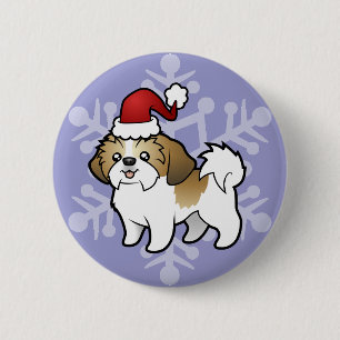 Weihnachts Shih Tzu (Welpenschnitt) Button
