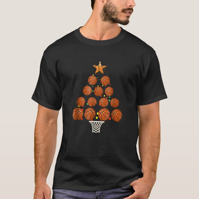 Weihnachts-Shirt Basketball Baum Funny Pajamas Ges T-Shirt (Vorderseite)