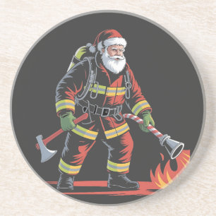 Weihnachts-Shirt des Feuerwehrmanns XMas Funny San Getränkeuntersetzer