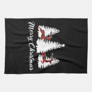 Weihnachts-Shirt für Frauen Buffalo Kariert Rentie Geschirrtuch