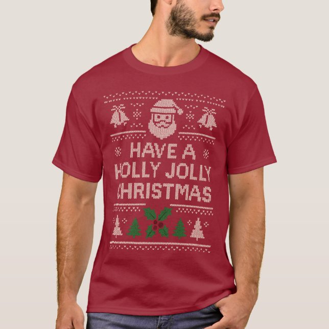 Weihnachts-Shirt - Rotes Jingle-Design T-Shirt (Vorderseite)