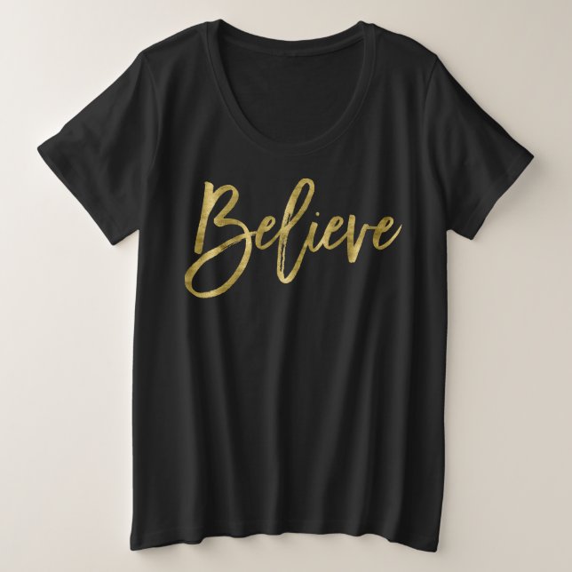 Weihnachts-Shirts für Frauen Plus Größe glauben Go Große Größe T-Shirt (Design vorne)
