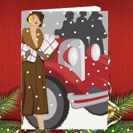 Weihnachts-Shopping im Schnee Feiertagskarte