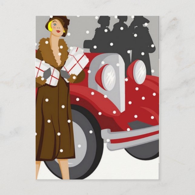 Weihnachts-Shopping im Schnee Postkarte (Vorderseite)