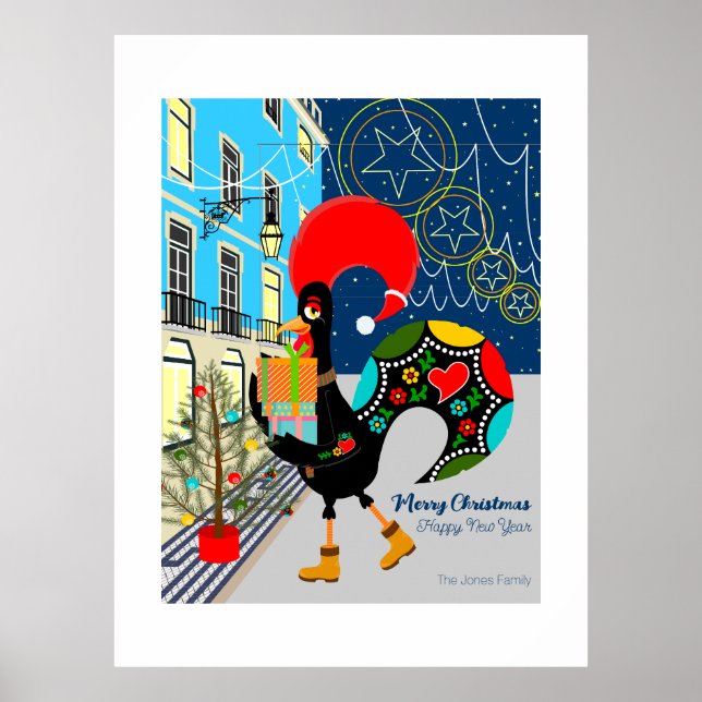 Weihnachts-Shopping mit dem portugiesischen Rooste Poster (Vorne)