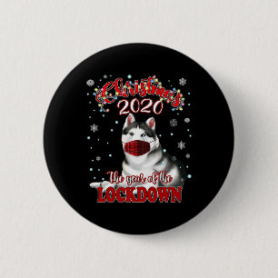 Weihnachts-Sibirian-Husky-Hundeshirt-Quarantäne-Sc Button