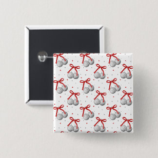 Weihnachts-Silber-Disco-Kugeln Ornamente mit roter Button