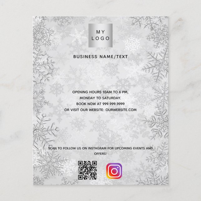 Weihnachts-Silber-Firmenlogo qr-Code Flyer (Vorne)