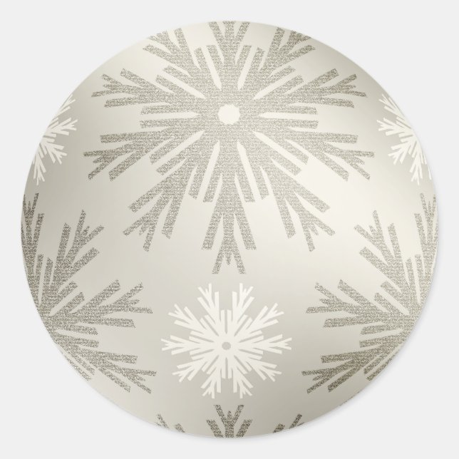 Weihnachts-Silber-Schneeflocken-Aufkleber Runder Aufkleber (Vorderseite)