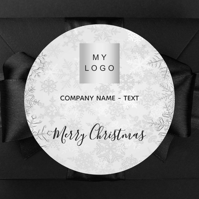 Weihnachts-Silberschneeflocken-Firmenlogo Runder Aufkleber (Von Creator hochgeladen)