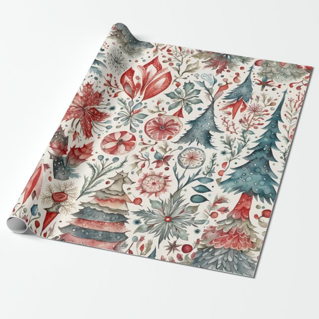 Weihnachts-Skandinavien-Design Geschenkpapier (Ungerollt)