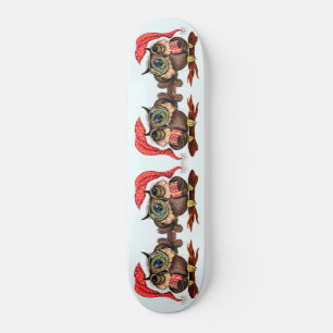 Weihnachts-Skateboard Baby Owl in Hut und Geschenk Skateboard