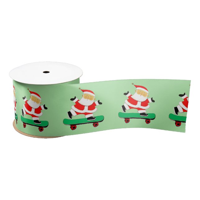 Weihnachts-Skateboard Santa Satinband (Spule)