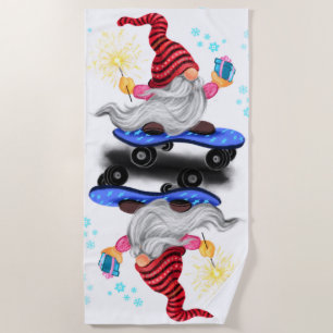 Weihnachts-Skater mit Geschenk Strandtuch