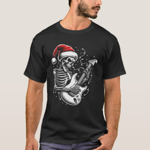 Weihnachts-Skelett Gitarrenrock und Roll Gu T-Shirt