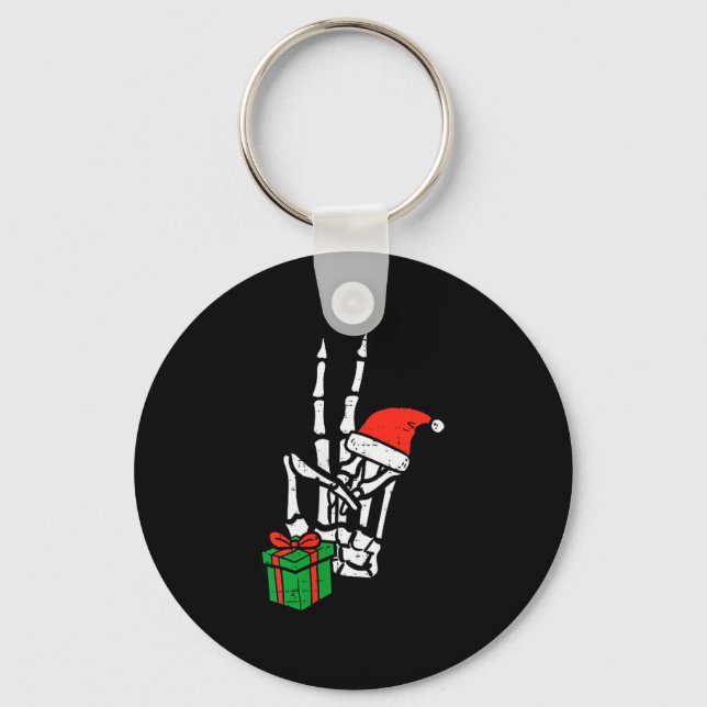 Weihnachts-Skelett-Hand-Frieden Cket Weihnachten M Schlüsselanhänger (Vorderseite)