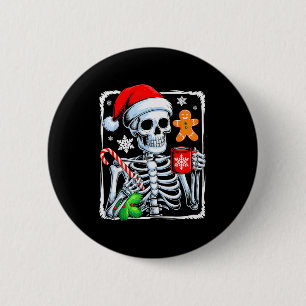 Weihnachts-Skelett Heiße Schokolade Lustiges Weihn Button
