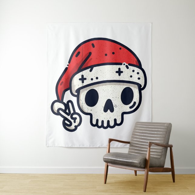 Weihnachts-Skelett Santa Wandteppich (Beispiel)