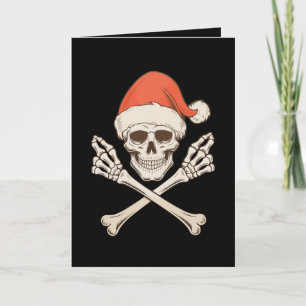 Weihnachts-Skelett-Schädel-Weihnachtsmann-Mütze We Karte
