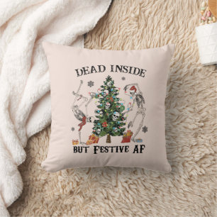 Weihnachts-Skelett - Totes Innen, aber festlich Kissen