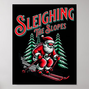 Weihnachts-Ski fahren Santa Ski fahren Schlitten f Poster