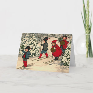 "Weihnachts-Skifahren" Grußkarte Feiertagskarte