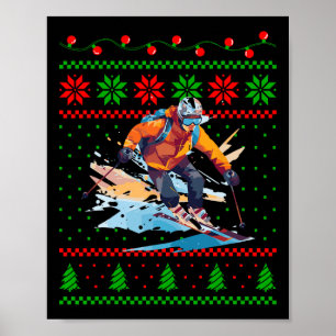 Weihnachts-Skifahren Lover Skier Funny Xmas Des De Poster