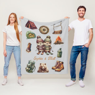 Weihnachts Skifahren Tier Otter Paar Outdoor Grau Fleecedecke
