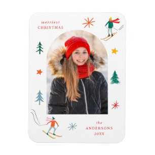 Weihnachts-Skifahrer-Foto Magnet
