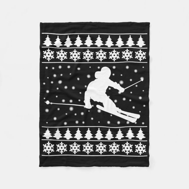 Weihnachts-Skifahrer T Shirt Weihnachten Weihnacht Fleecedecke (Vorderseite)