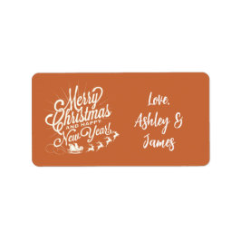 Weihnachts-Skript Burnt Orange Geschenk-Label Adressaufkleber