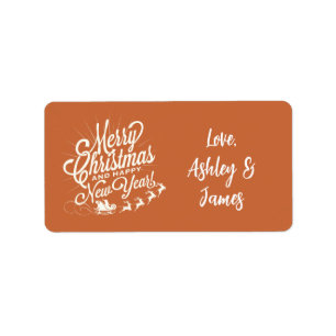 Weihnachts-Skript Burnt Orange Geschenk-Label Adressaufkleber