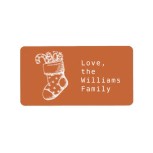 Weihnachts-Skript Burnt Orange Geschenk-Label Adressaufkleber