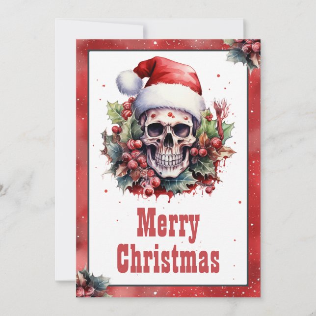 Weihnachts-Skull-Farbe Feiertagskarte (Vorderseite)