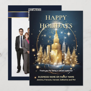 Weihnachts-Skyline-Gold-Blue-Chip dank Feiertagskarte