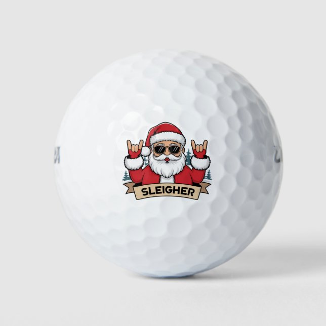 Weihnachts-Sleigher Santa Rock Xmas Rocker Golfball (Vorderseite)