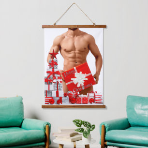 Weihnachts-SlipperyJoe Gay Pride gibt LGBTQIA-Verp Wandteppich Mit Holzrahmen