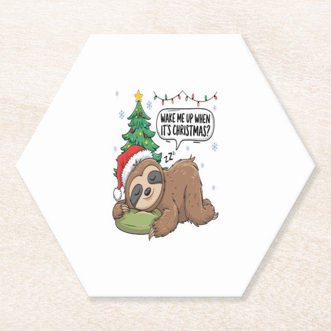 Weihnachts-Sloth Weckte Me Up Holiday Nickerchen Untersetzer (Vorderseite)