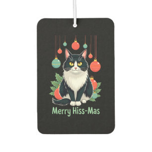 Weihnachts-Smoking-Katze mit festlichen Dekoration Autolufterfrischer