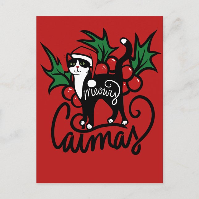 Weihnachts-Smoking-Katze Postkarte (Vorderseite)