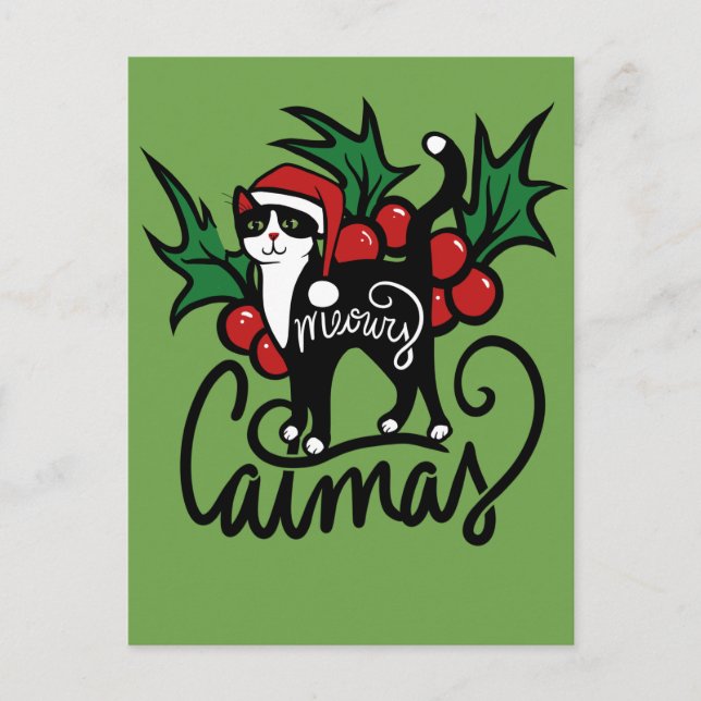 Weihnachts-Smoking-Katze Postkarte (Vorderseite)