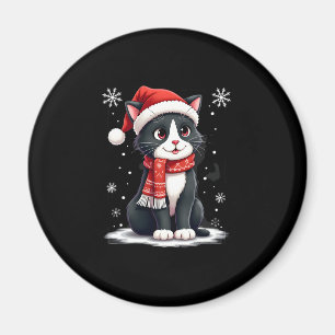 Weihnachts-Smoking-Katze-Santa-Schal-Hässlich-Weih Magnet