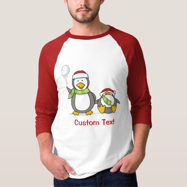 Weihnachts-Snowballpinguine T-Shirt (Vorderseite)