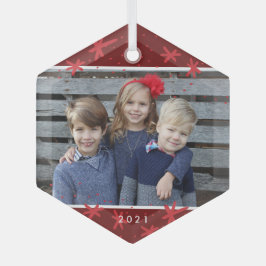 Weihnachts Snowflake Sternexplosion Foto Ornament Aus Glas