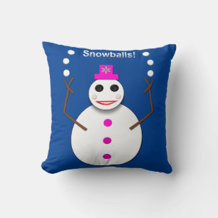 Weihnachts-Snowlady Juggling Snowballs Funny Kissen