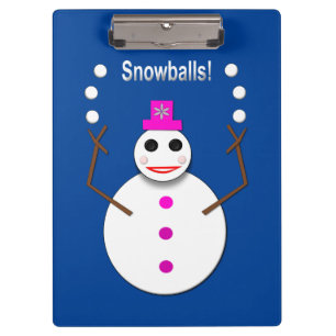 Weihnachts-Snowlady Juggling Snowballs Funny Klemmbrett