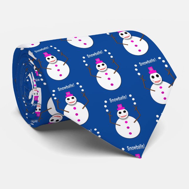 Weihnachts-Snowlady Juggling Snowballs Funny Krawatte (Gerollt)